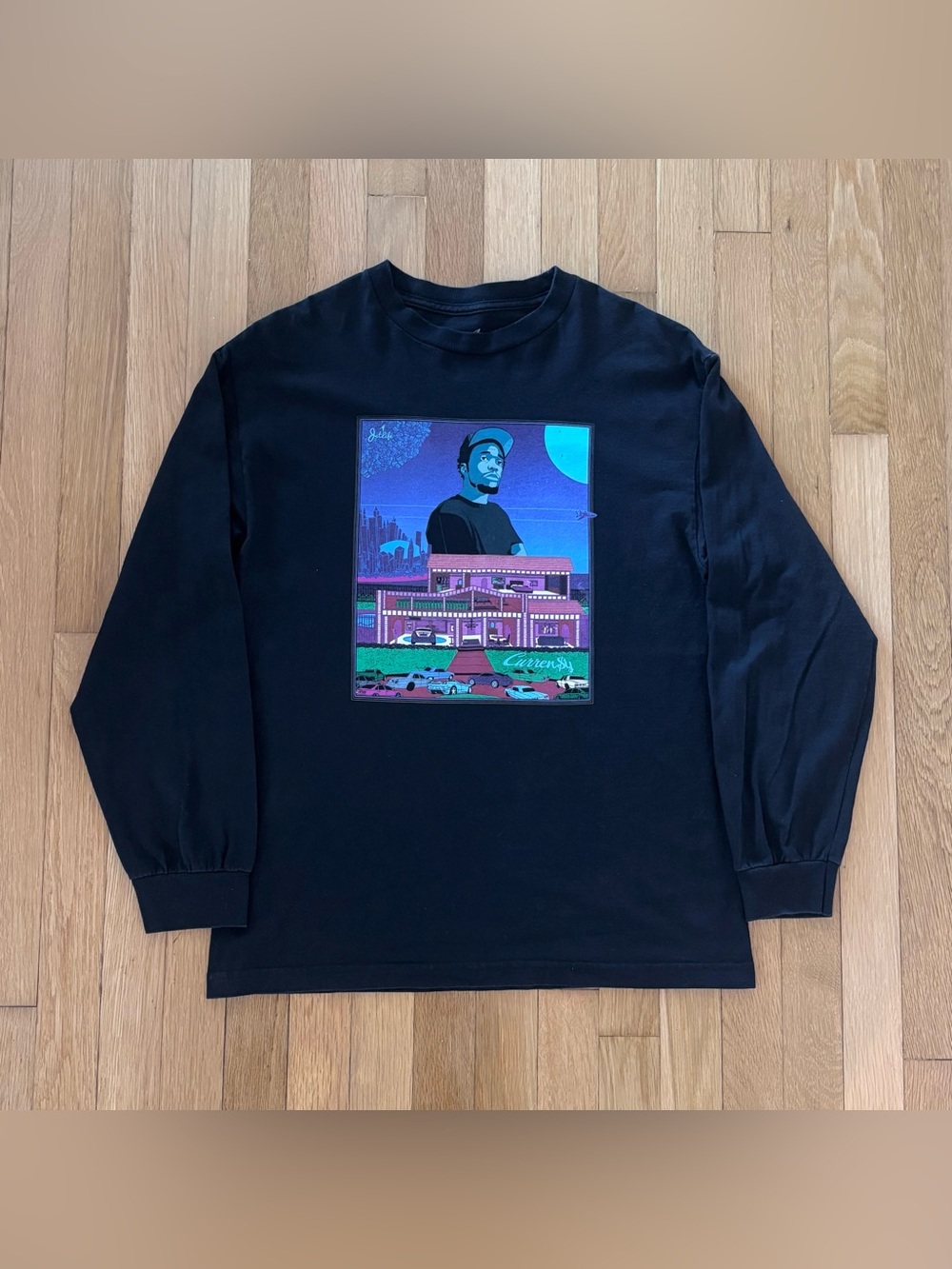 Currensy Pilot Talk Trilogy Tour Long Sleeve Shirt Mens M Black Jet Life Rap